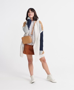 Superdry Codie Patchwork Cardigan Női Kötöttáru Sötétkék | XZRQJ2650